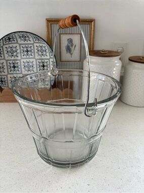 Vintage Anchor Hocking Glass Ice Bucket Bushel Basket
